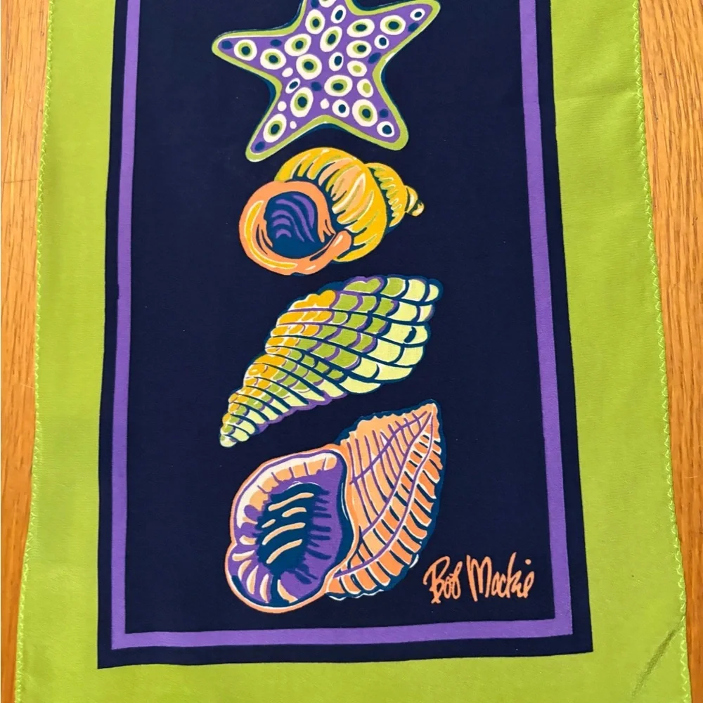 Bob Mackie Navy Seashell Silk Scarf